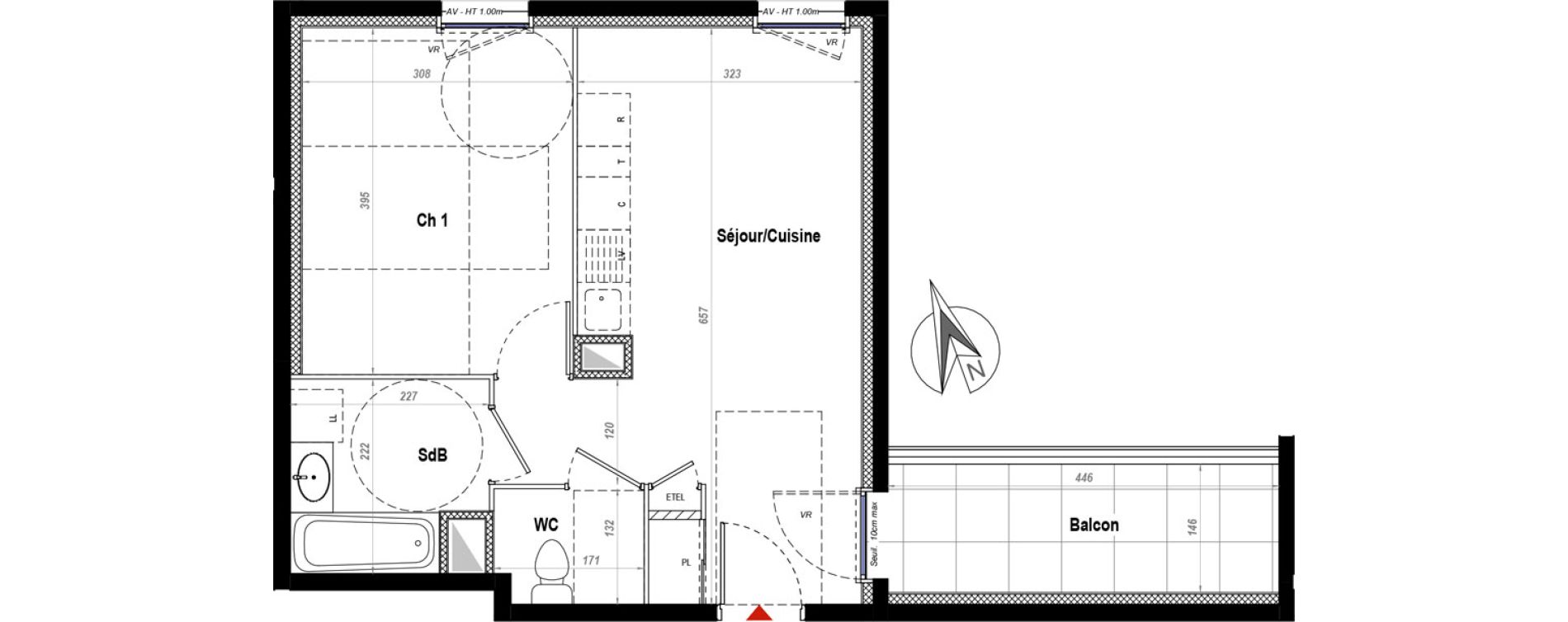 Appartement T2 de 39,69 m2 &agrave; Belleville Centre