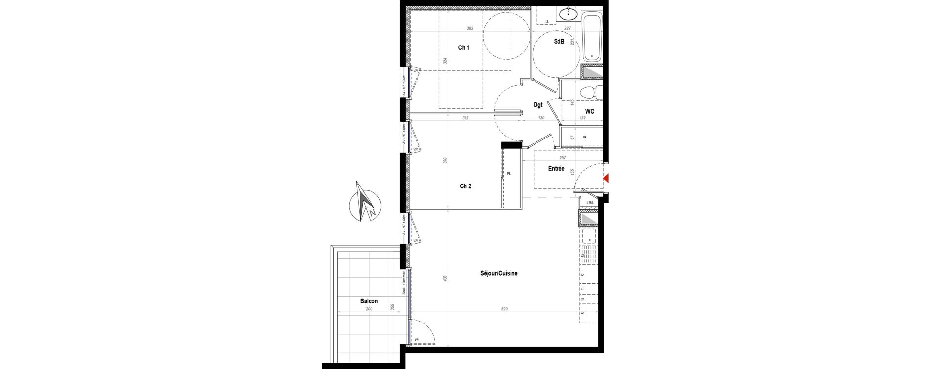 Appartement T3 de 63,36 m2 &agrave; Belleville Centre