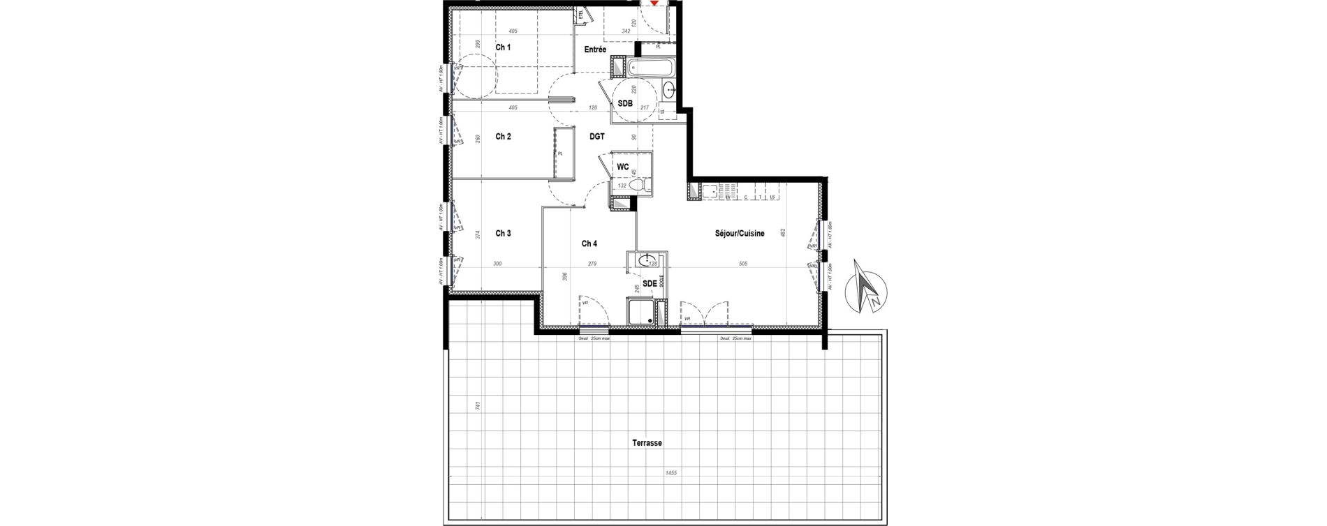 Appartement T5 de 96,60 m2 &agrave; Belleville Centre