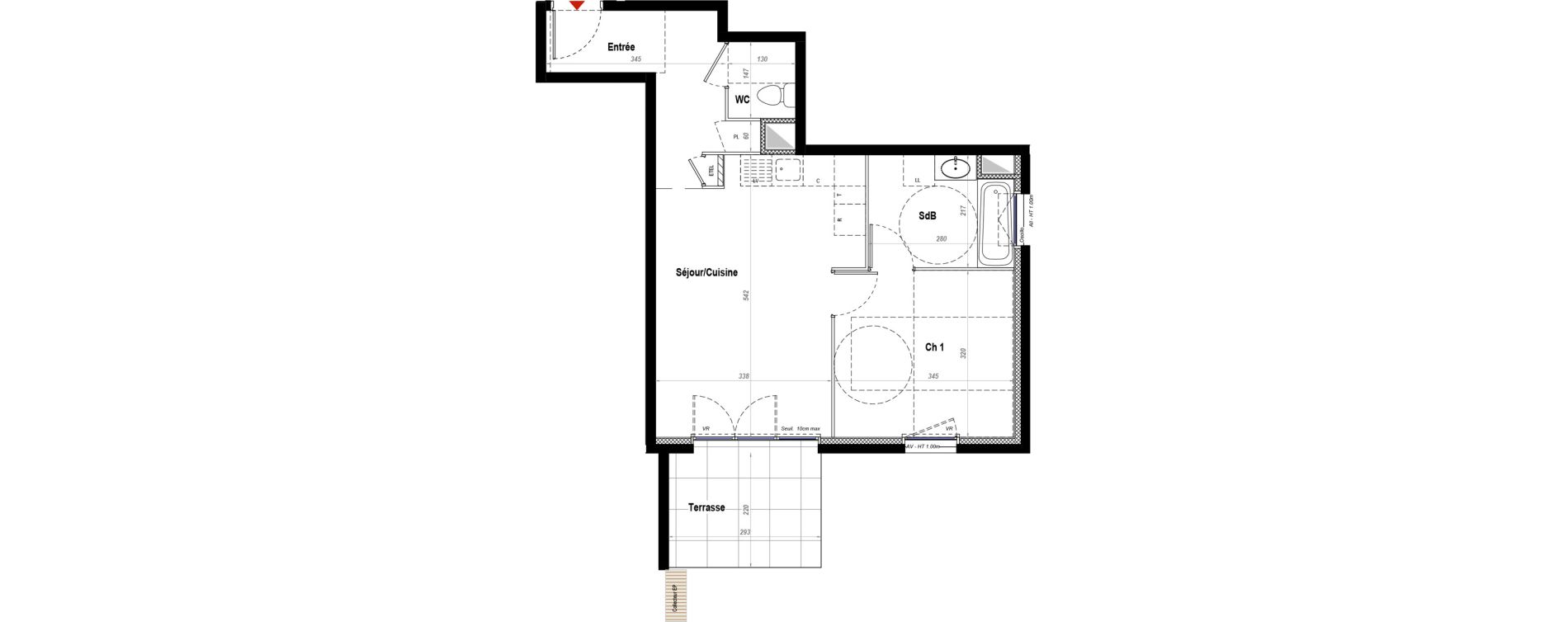Appartement T2 de 44,72 m2 &agrave; Belleville Centre