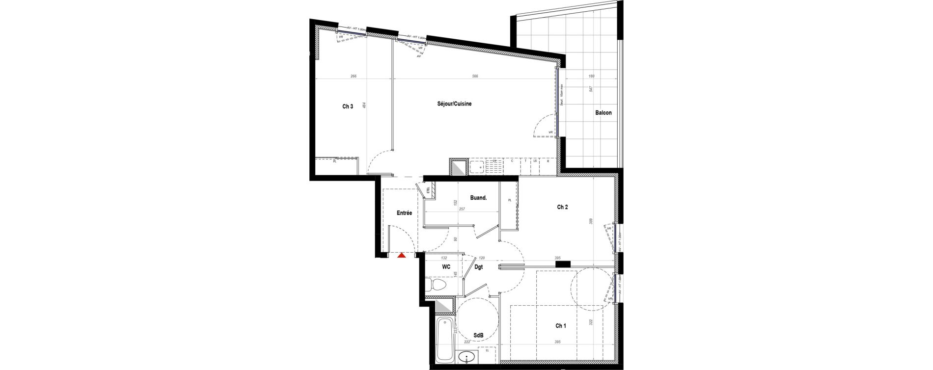 Appartement T4 de 79,96 m2 &agrave; Belleville Centre