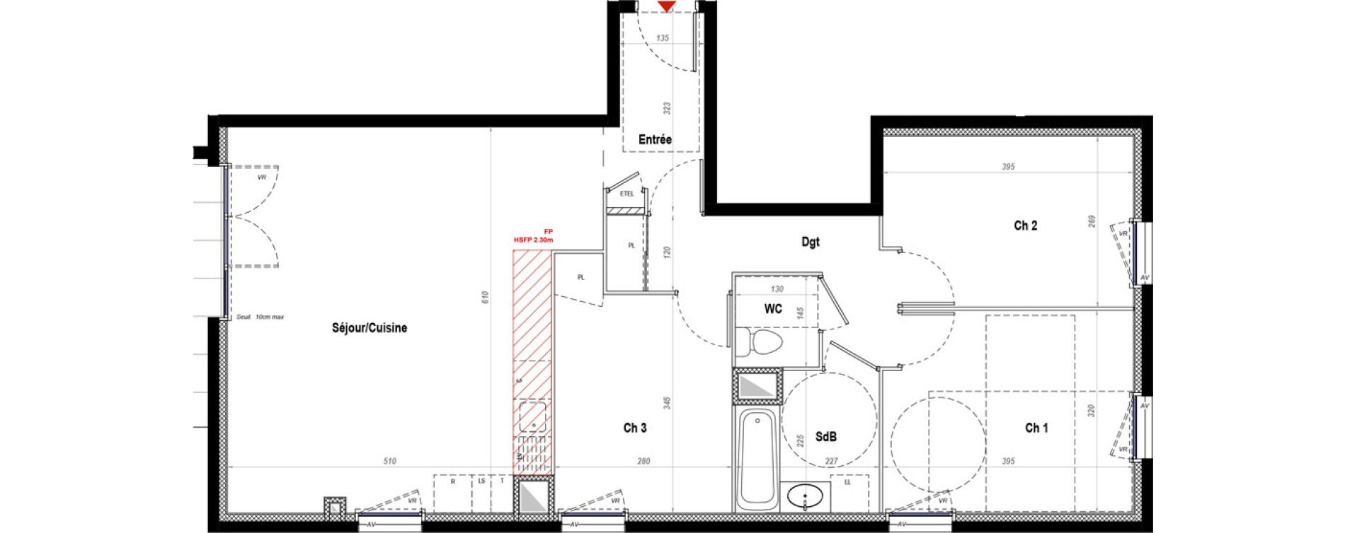 Appartement T4 de 82,47 m2 &agrave; Belleville Centre