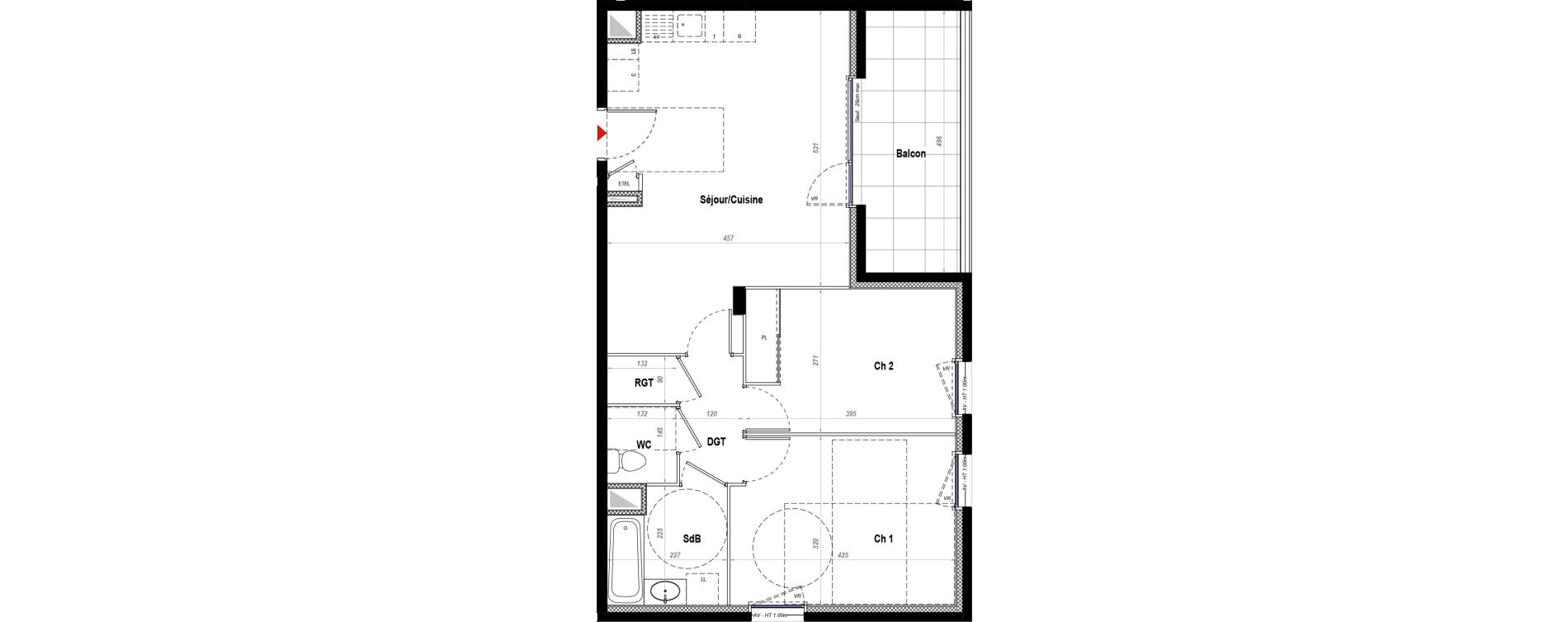 Appartement T3 de 60,82 m2 &agrave; Belleville Centre