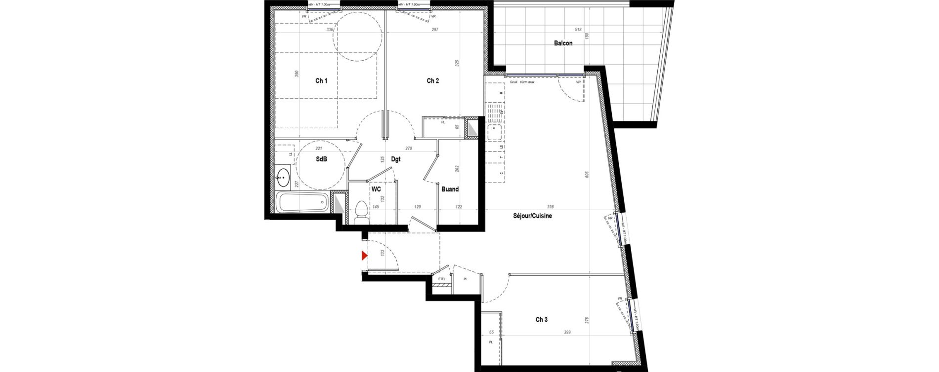 Appartement T4 de 79,93 m2 &agrave; Belleville Centre