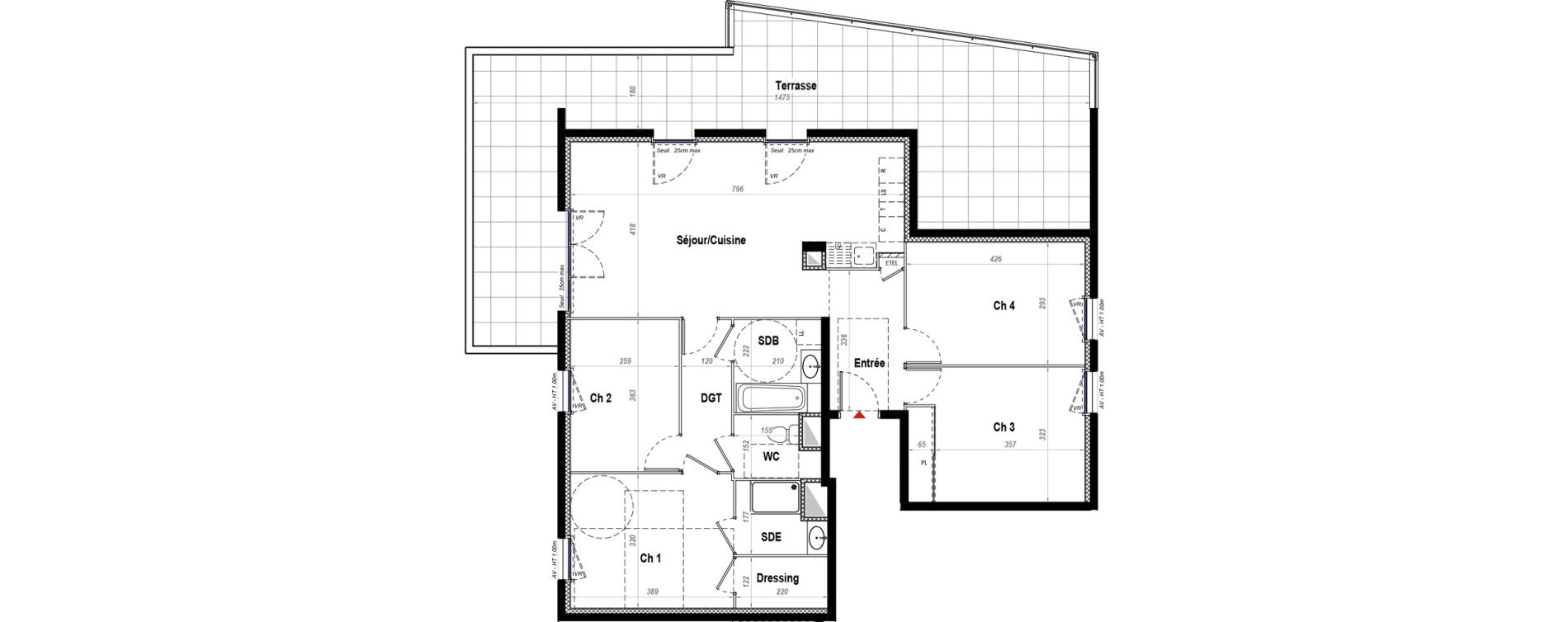 Appartement T5 de 102,29 m2 &agrave; Belleville Centre