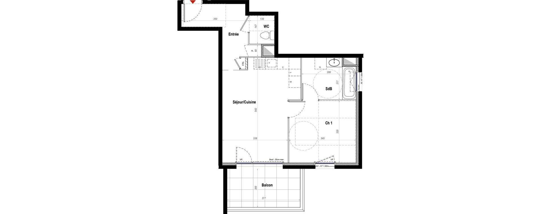 Appartement T2 de 44,71 m2 &agrave; Belleville Centre