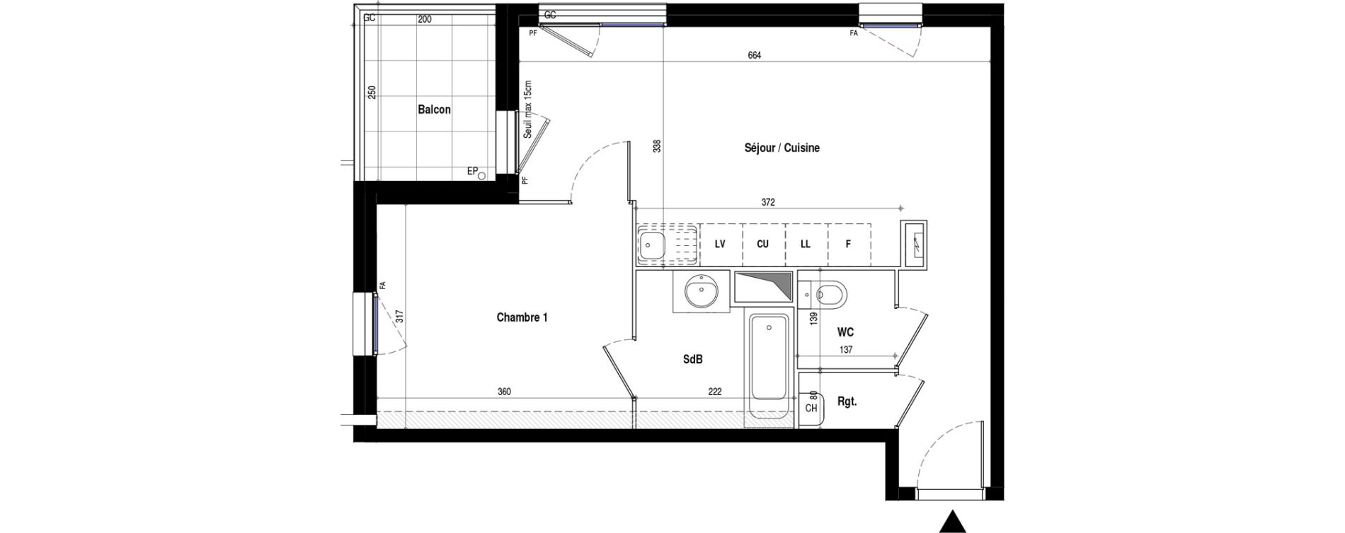 Appartement T2 de 43,58 m2 &agrave; Brignais Centre