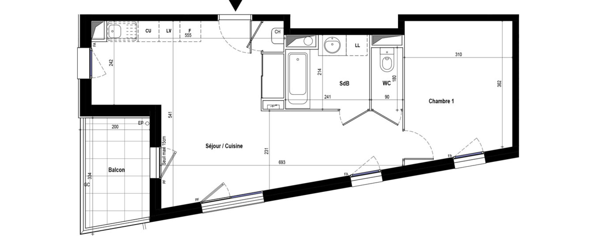 Appartement T2 de 47,12 m2 &agrave; Brignais Centre