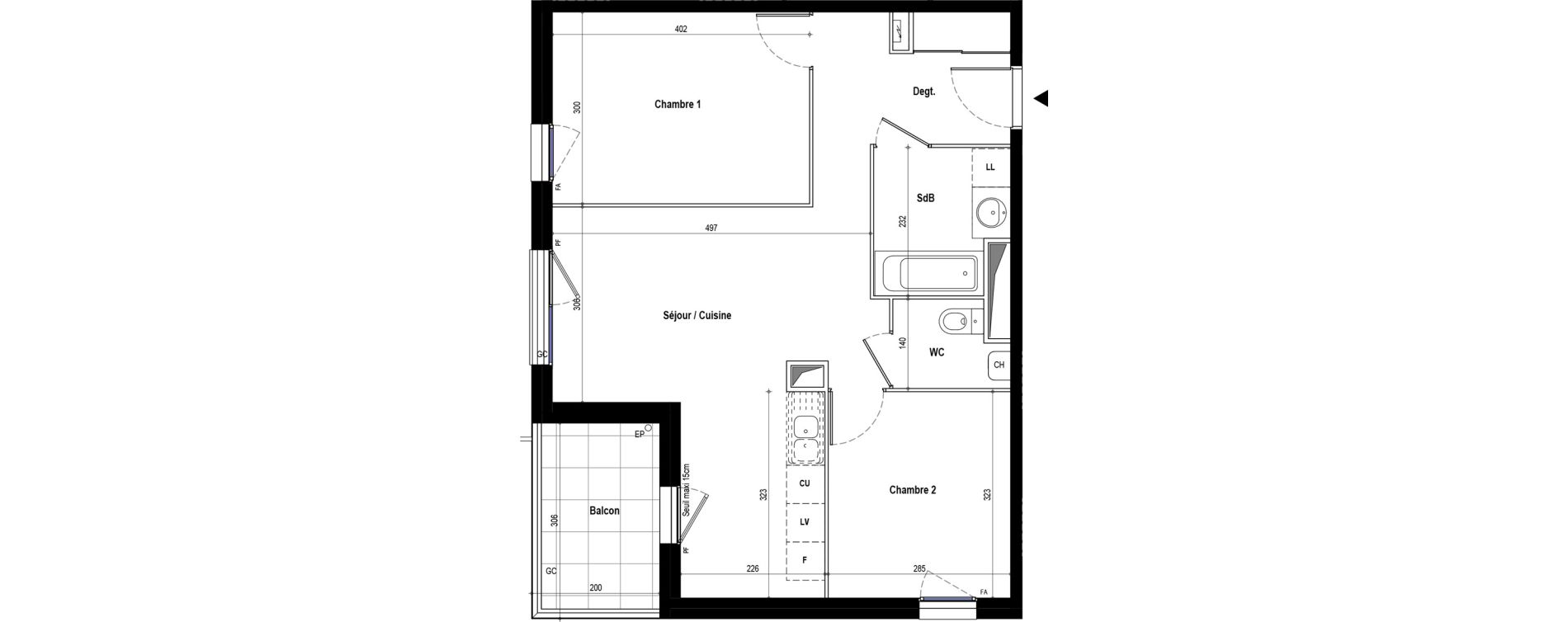 Appartement T3 de 57,27 m2 &agrave; Brignais Centre
