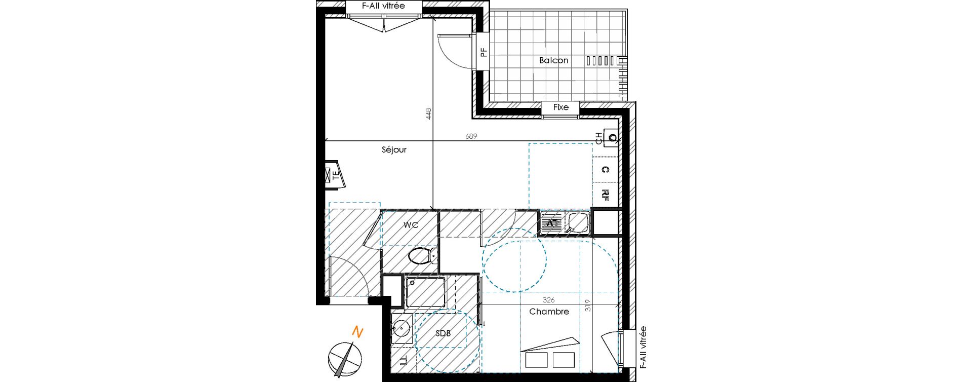 Appartement T2 de 44,72 m2 &agrave; Brignais Centre