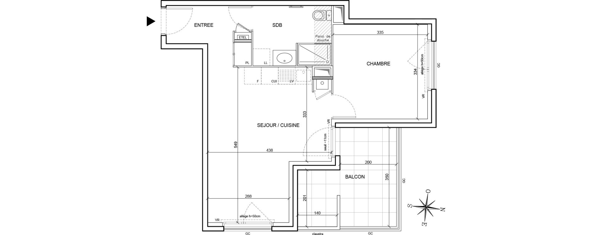 Appartement T2 de 42,63 m2 &agrave; Brignais Centre