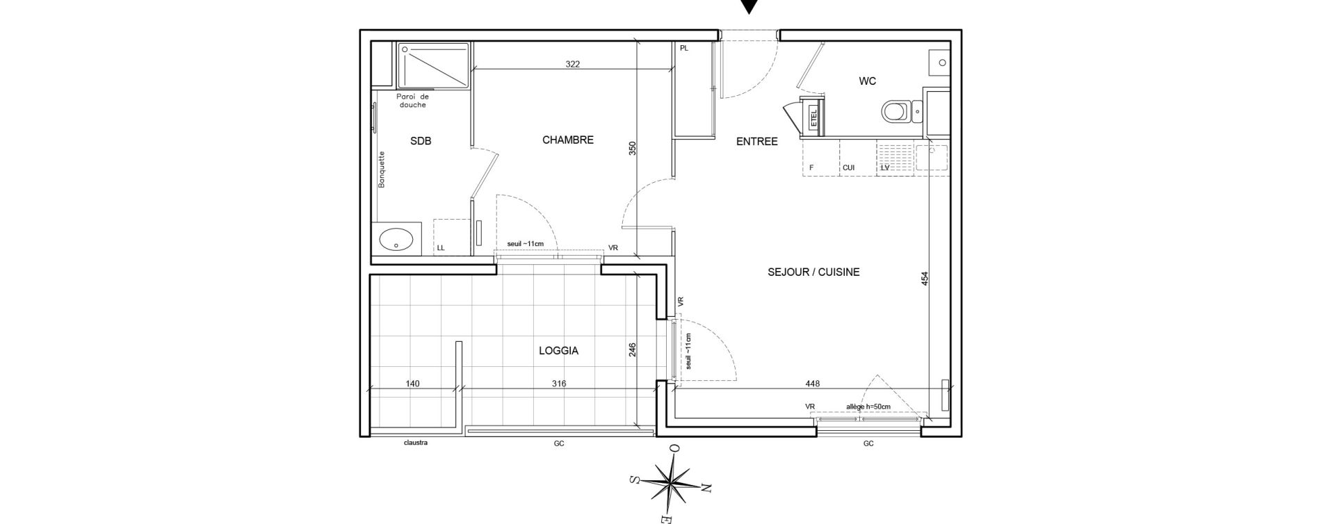 Appartement T2 de 43,30 m2 &agrave; Brignais Centre