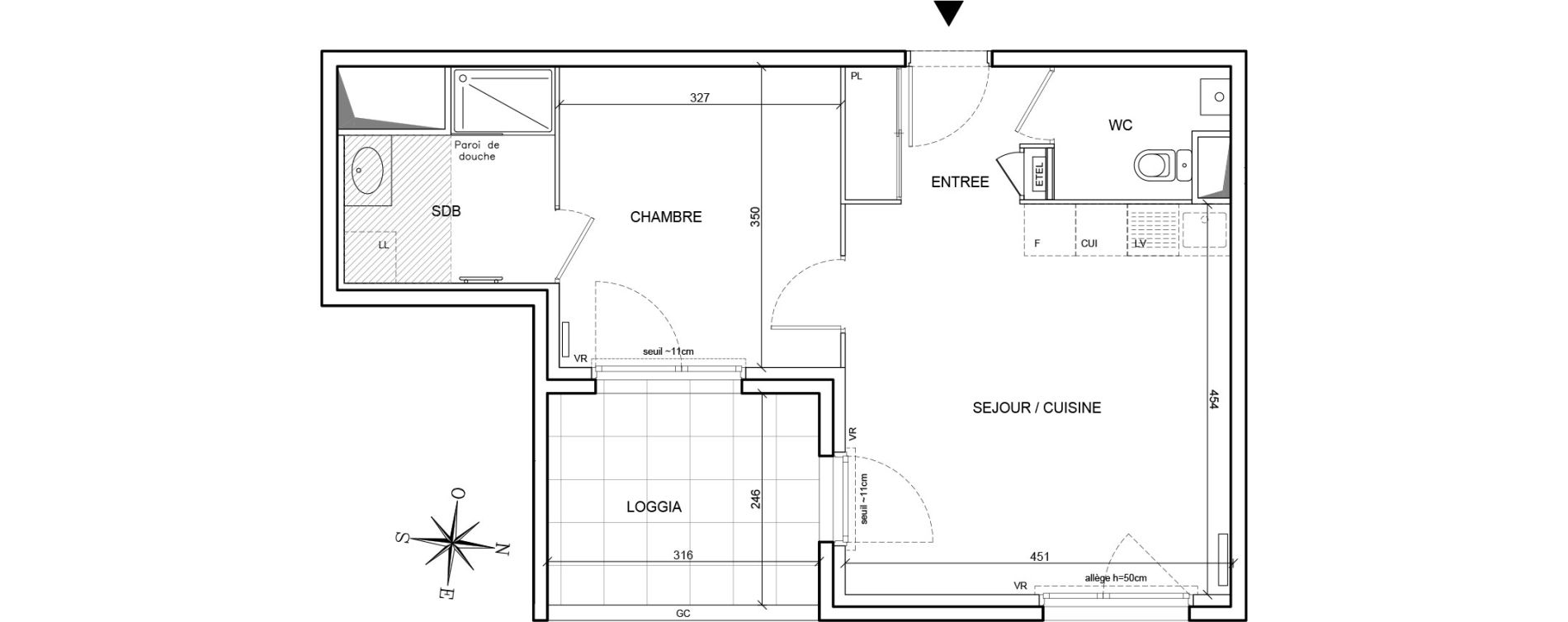 Appartement T2 de 43,32 m2 &agrave; Brignais Centre