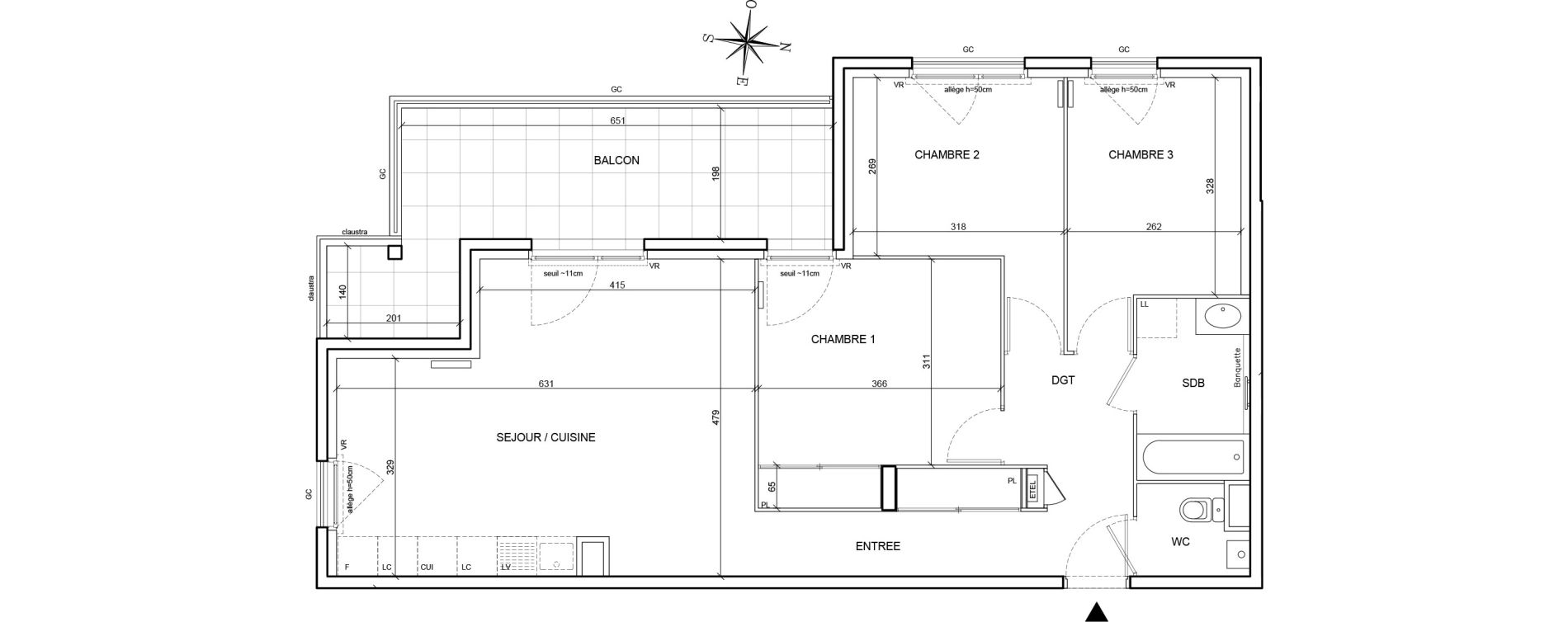 Appartement T4 de 76,36 m2 &agrave; Brignais Centre