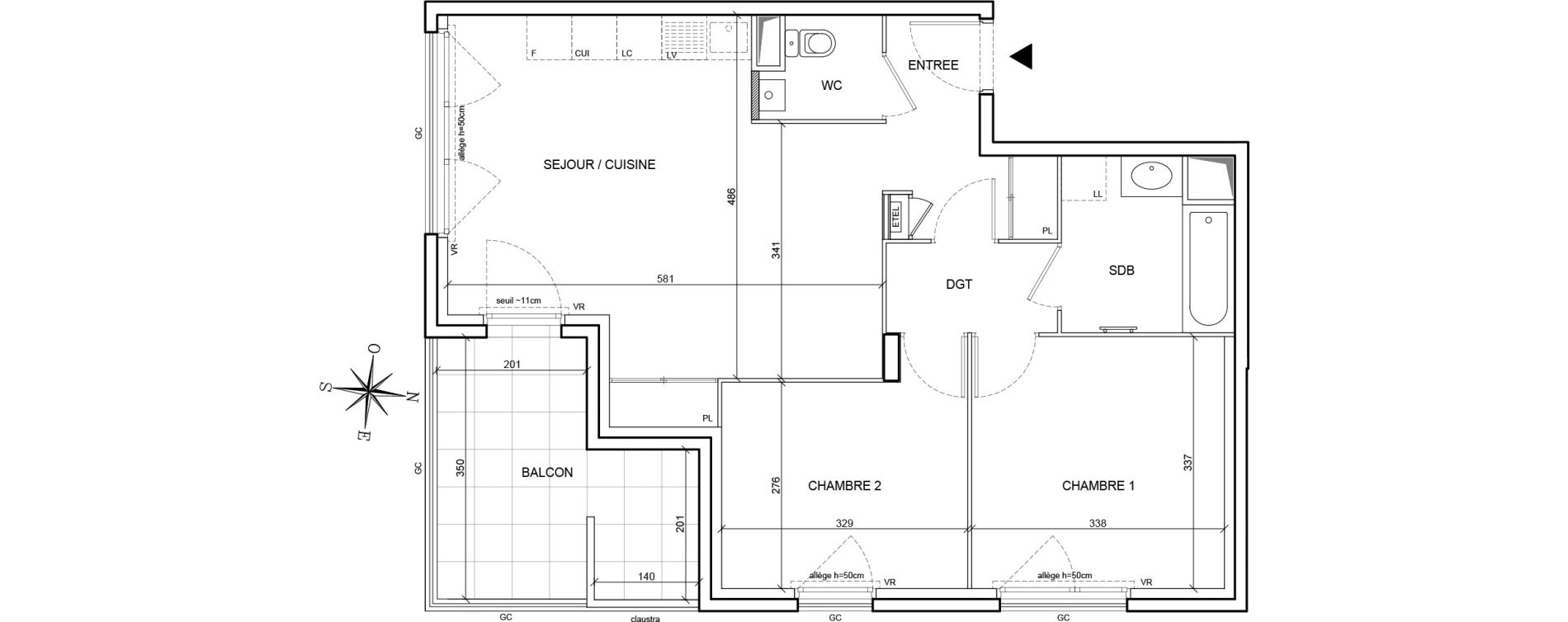 Appartement T3 de 60,40 m2 &agrave; Brignais Centre