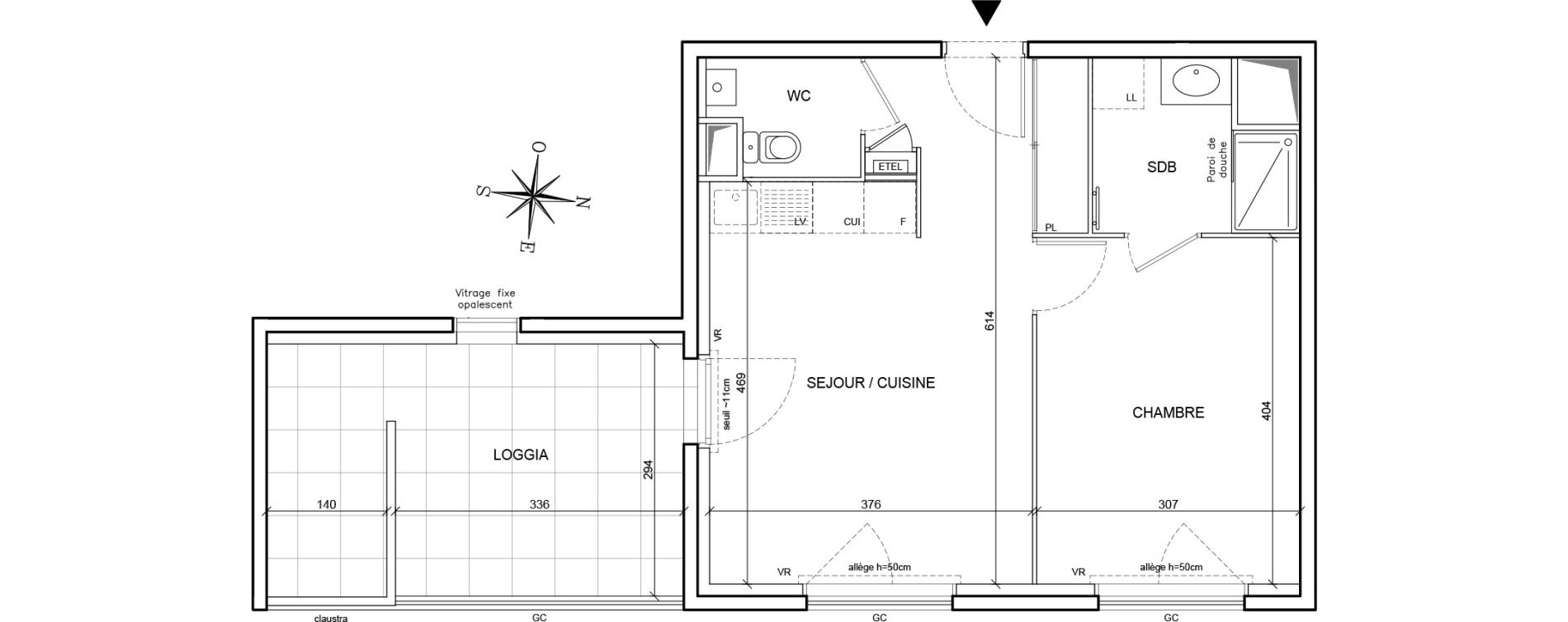 Appartement T2 de 40,40 m2 &agrave; Brignais Centre