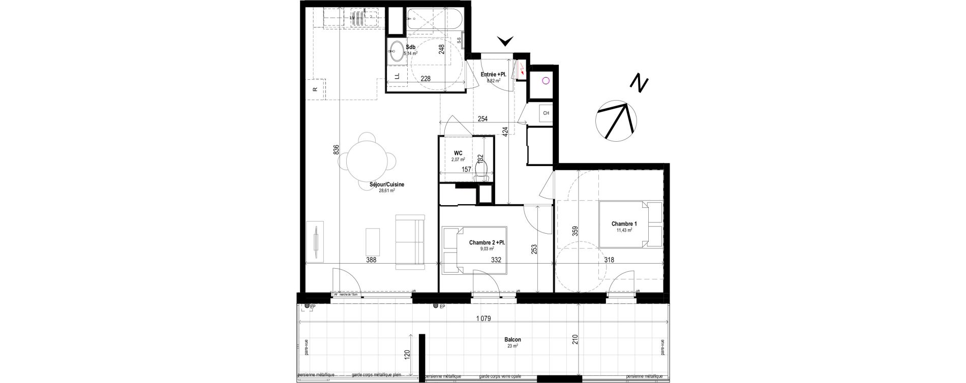 Appartement T3 de 65,08 m2 &agrave; Brignais Centre