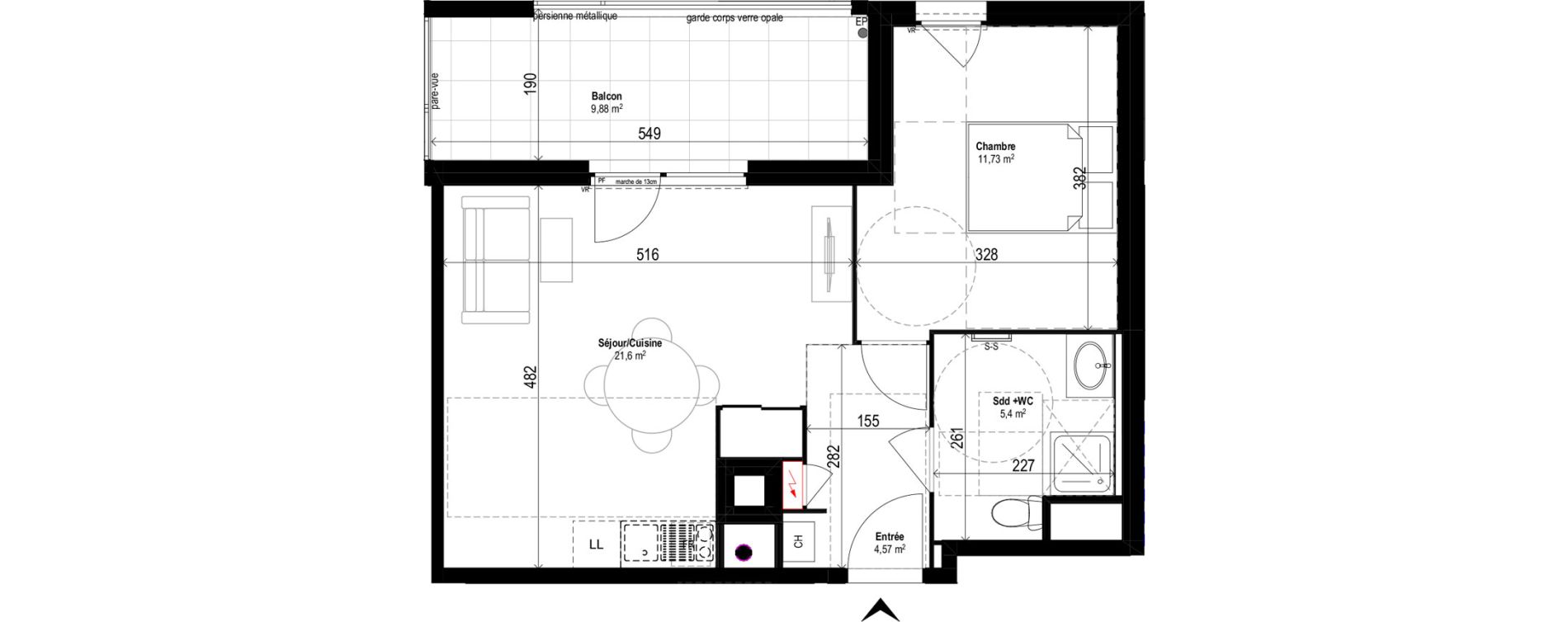 Appartement T2 de 43,30 m2 &agrave; Brignais Centre
