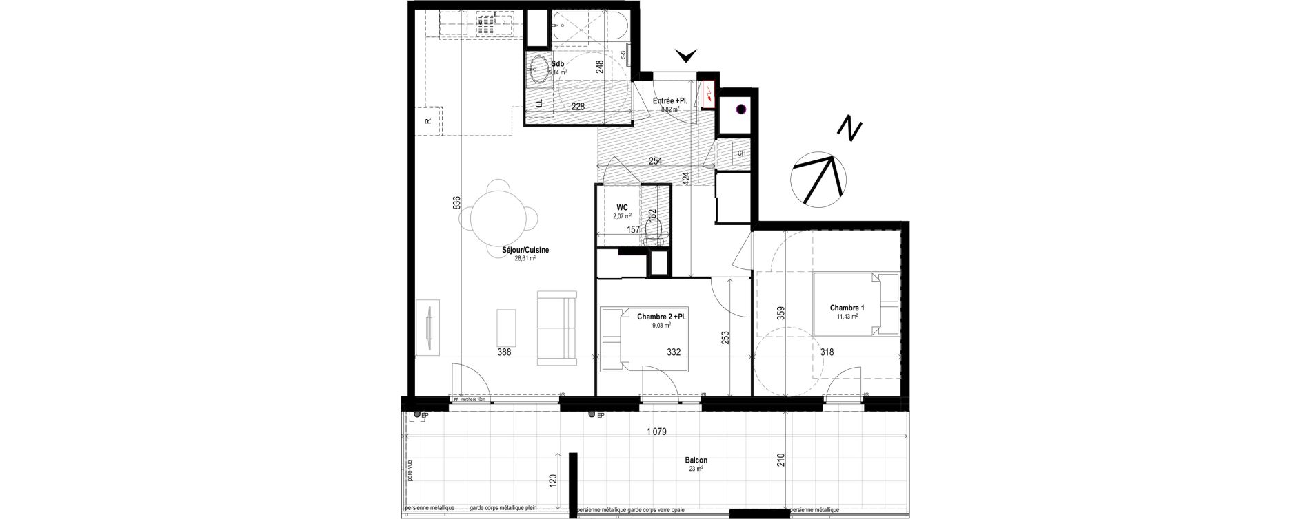 Appartement T3 de 65,10 m2 &agrave; Brignais Centre