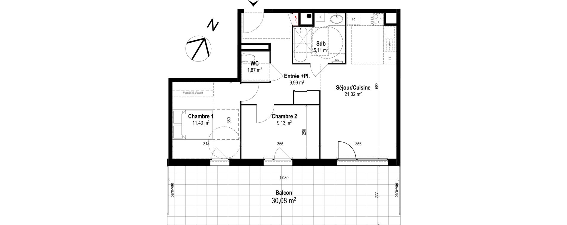 Appartement T3 de 58,55 m2 &agrave; Brignais Centre