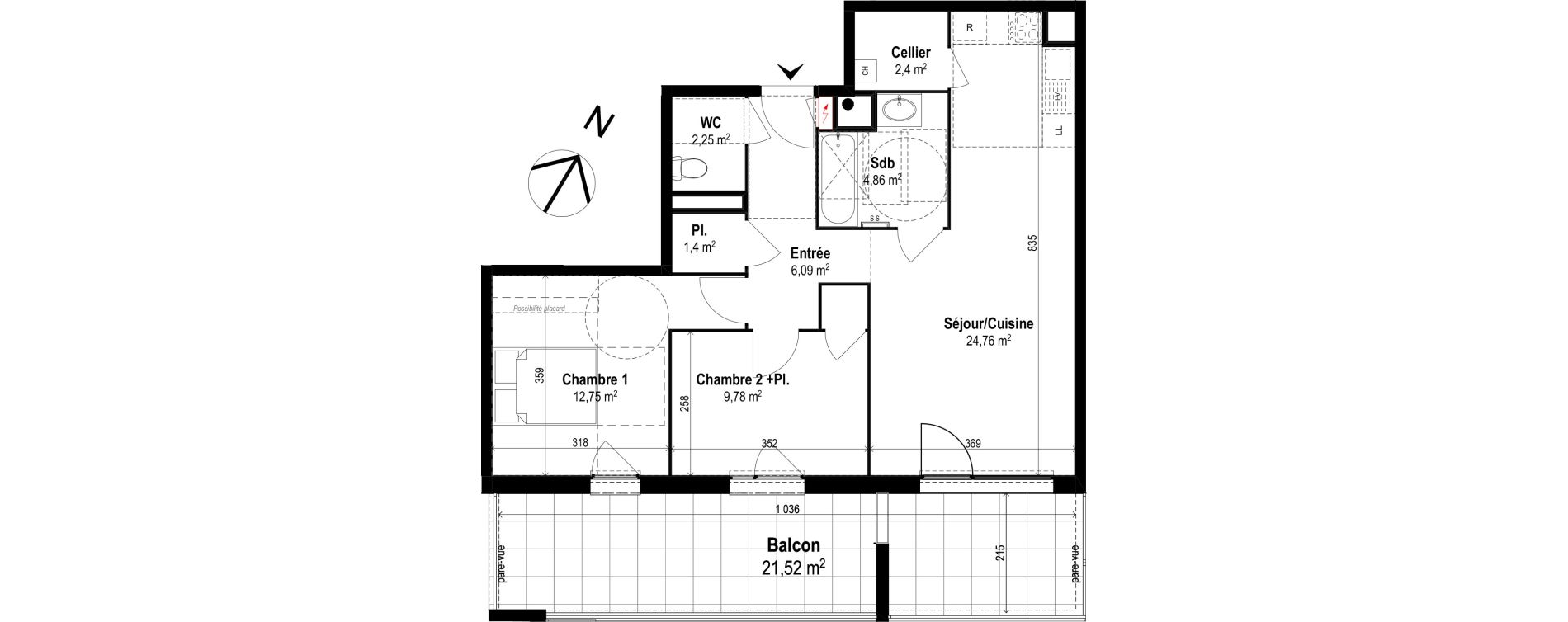 Appartement T3 de 64,29 m2 &agrave; Brignais Centre