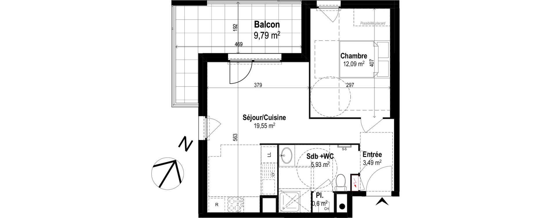 Appartement T2 de 41,66 m2 &agrave; Brignais Centre