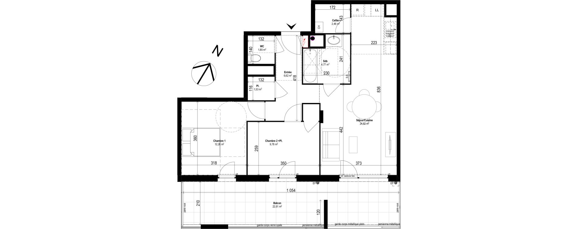Appartement T3 de 64,09 m2 &agrave; Brignais Centre