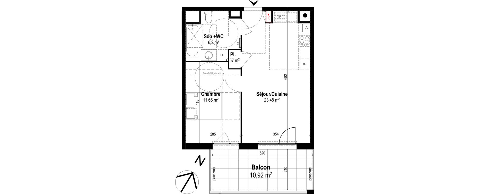 Appartement T2 de 41,91 m2 &agrave; Brignais Centre