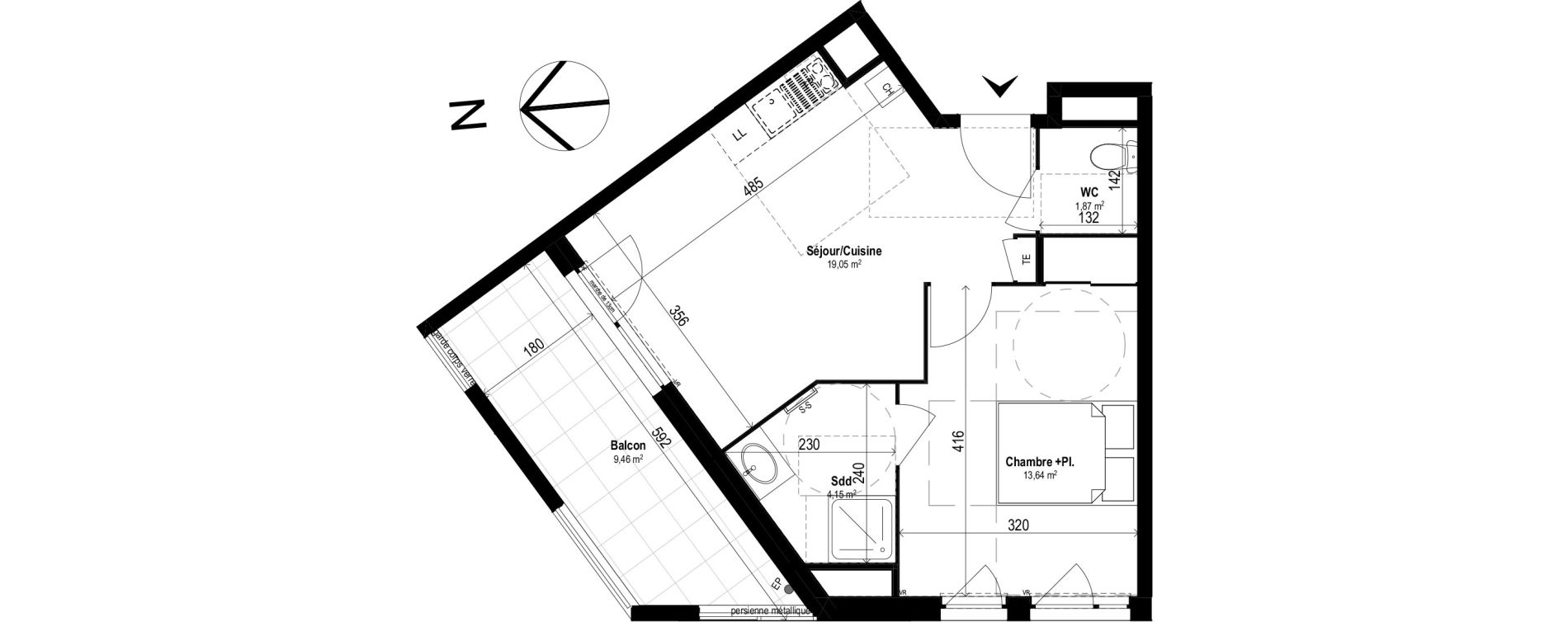 Appartement T2 de 38,71 m2 &agrave; Brignais Centre