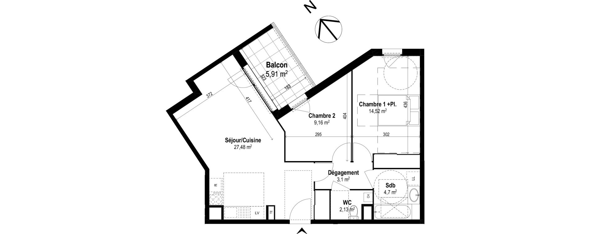 Appartement T3 de 61,09 m2 &agrave; Brignais Centre