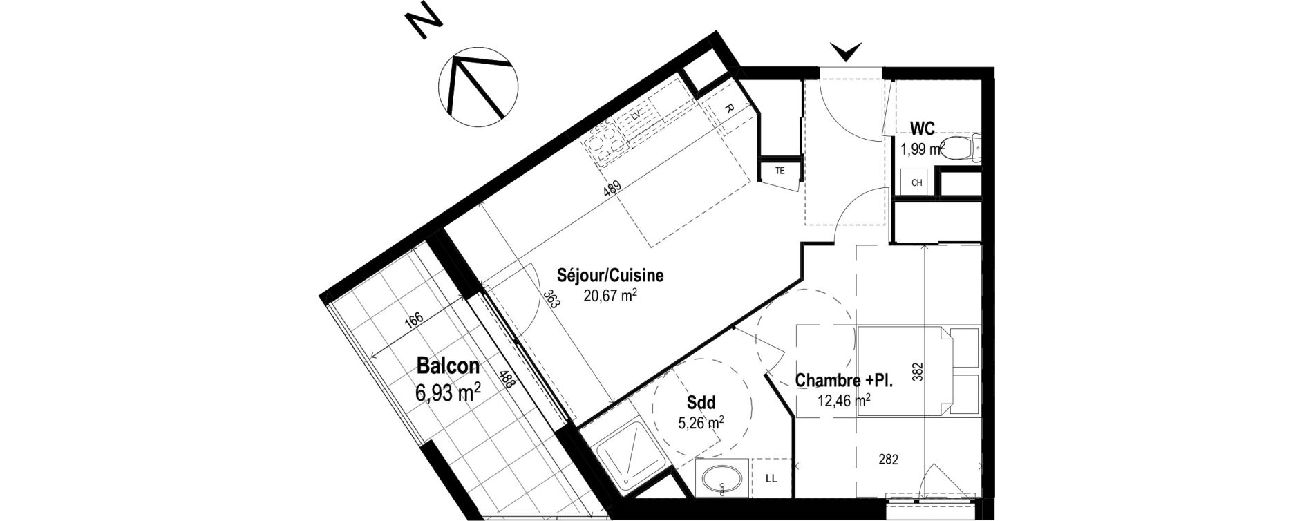 Appartement T2 de 40,38 m2 &agrave; Brignais Centre