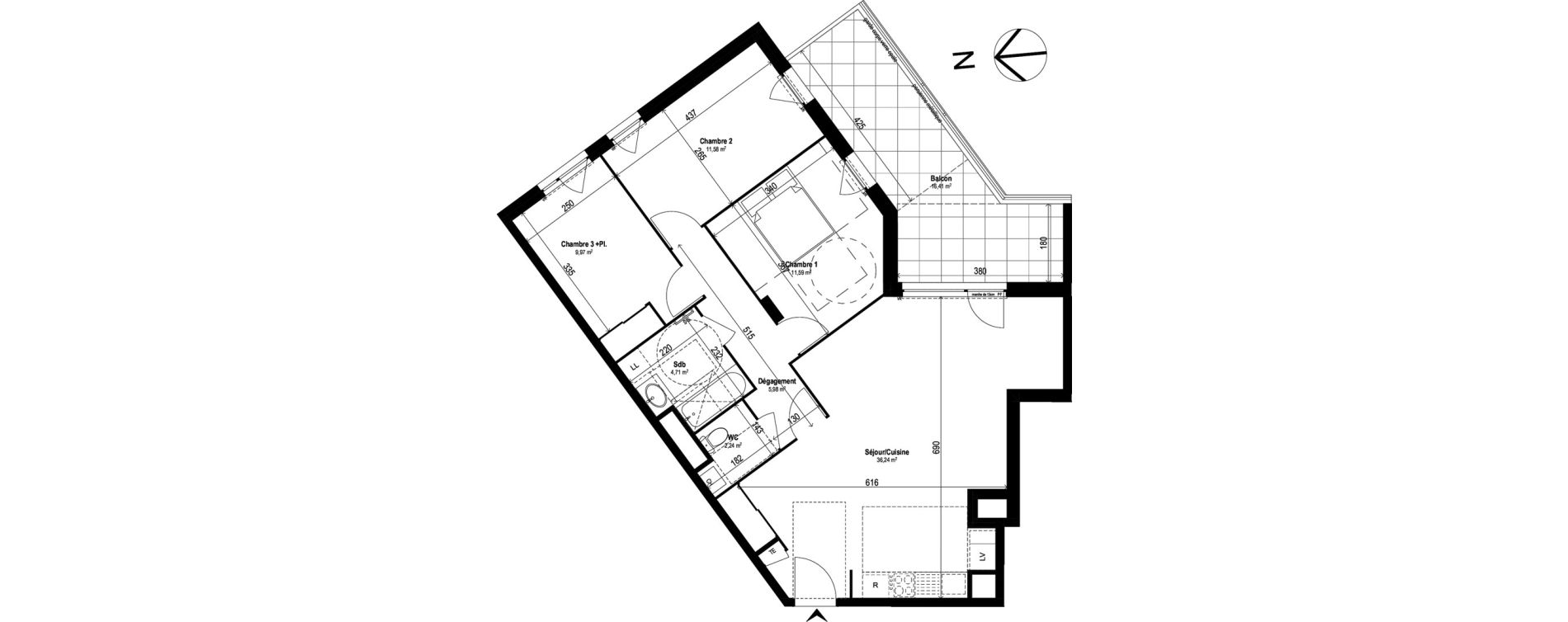 Appartement T4 de 82,31 m2 &agrave; Brignais Centre