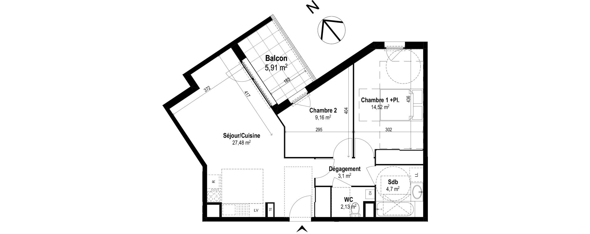 Appartement T3 de 61,09 m2 &agrave; Brignais Centre
