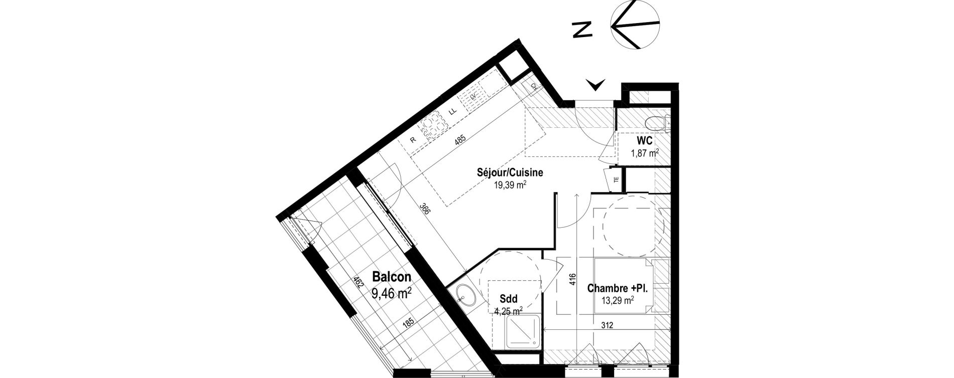 Appartement T2 de 38,80 m2 &agrave; Brignais Centre