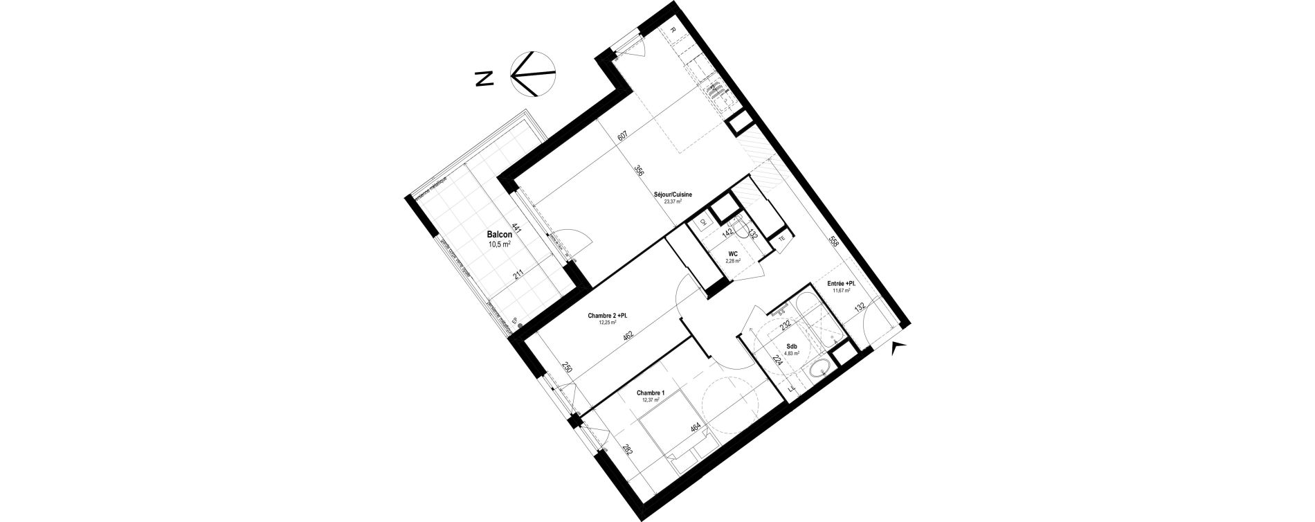 Appartement T3 de 66,77 m2 &agrave; Brignais Centre