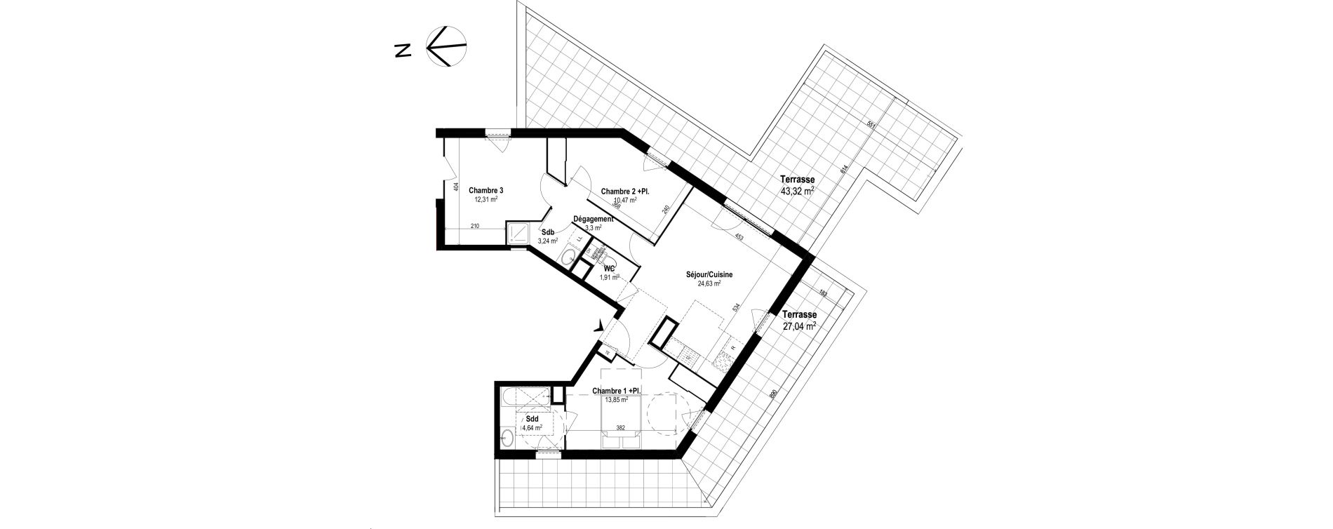 Appartement T4 de 78,34 m2 &agrave; Brignais Centre