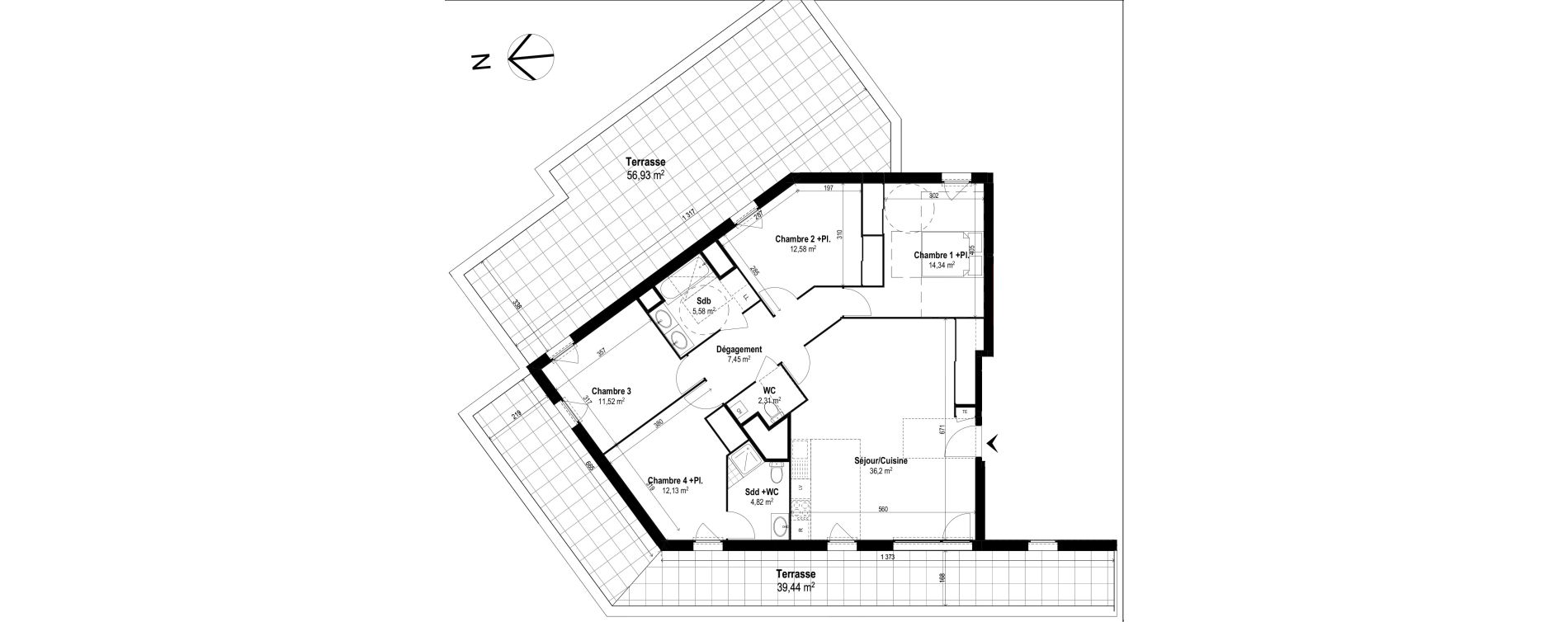 Appartement T5 de 106,93 m2 &agrave; Brignais Centre