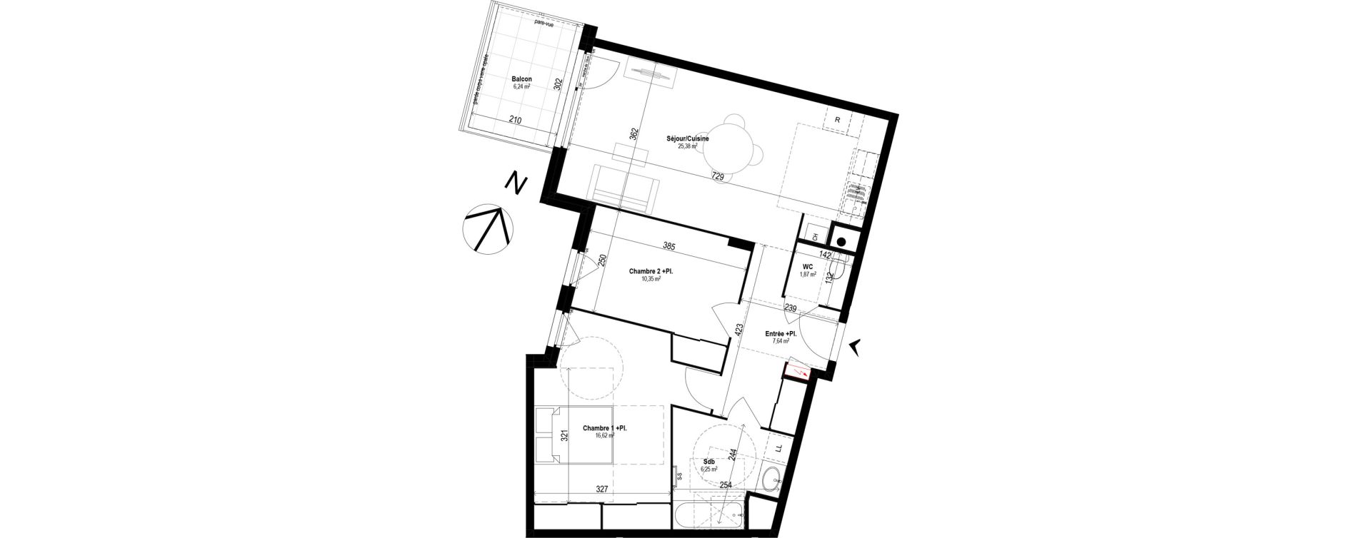Appartement T3 de 68,11 m2 &agrave; Brignais Centre