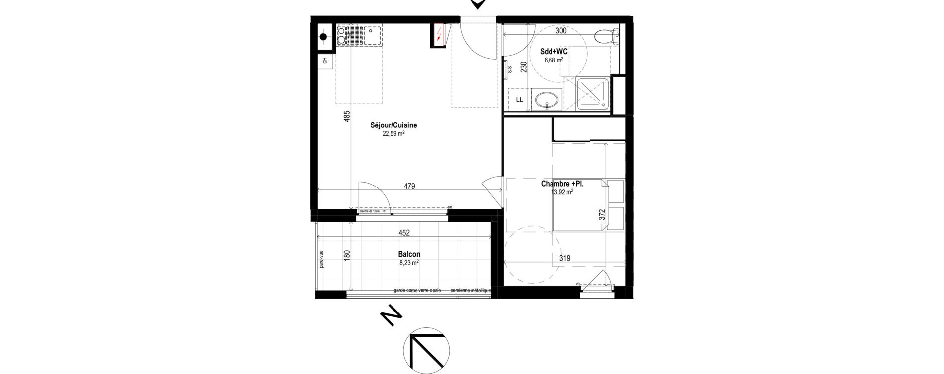 Appartement T2 de 43,19 m2 &agrave; Brignais Centre