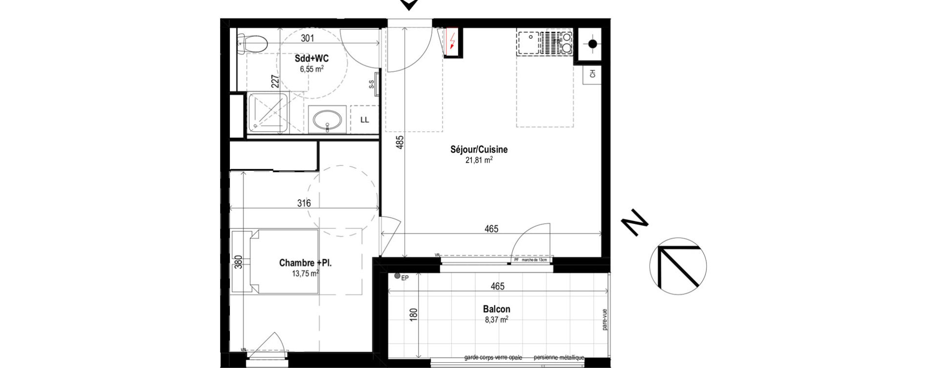 Appartement T2 de 42,11 m2 &agrave; Brignais Centre