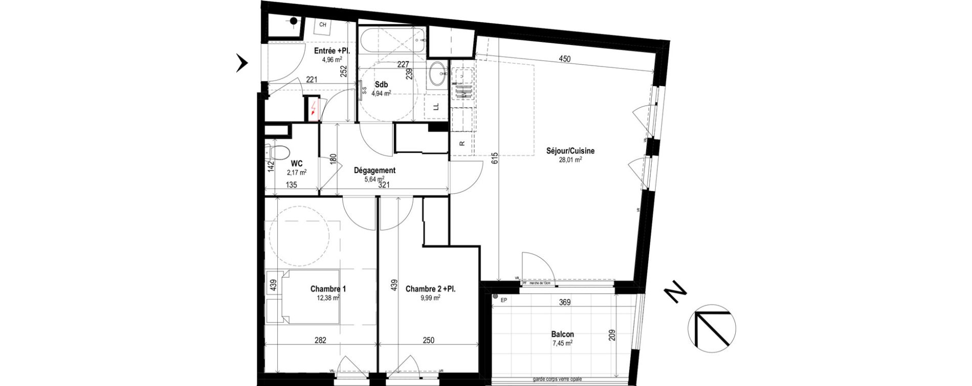Appartement T3 de 68,09 m2 &agrave; Brignais Centre