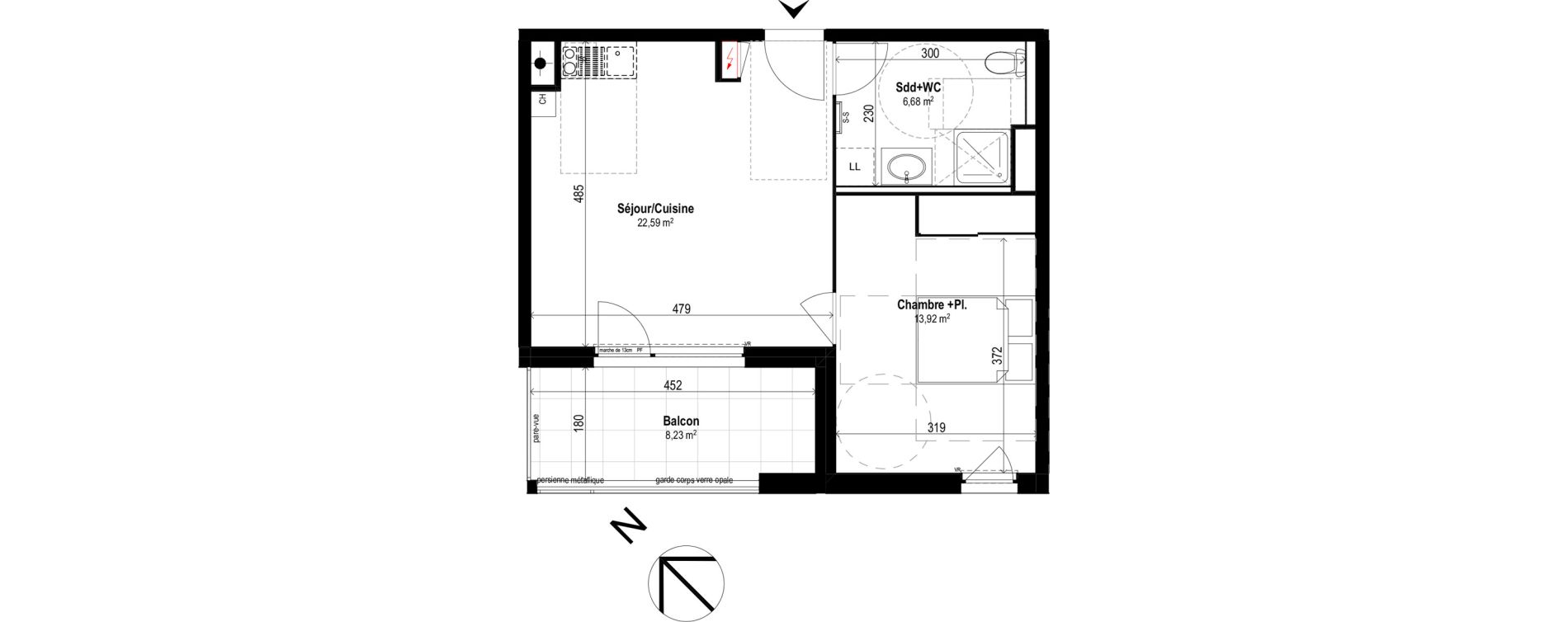 Appartement T2 de 43,19 m2 &agrave; Brignais Centre