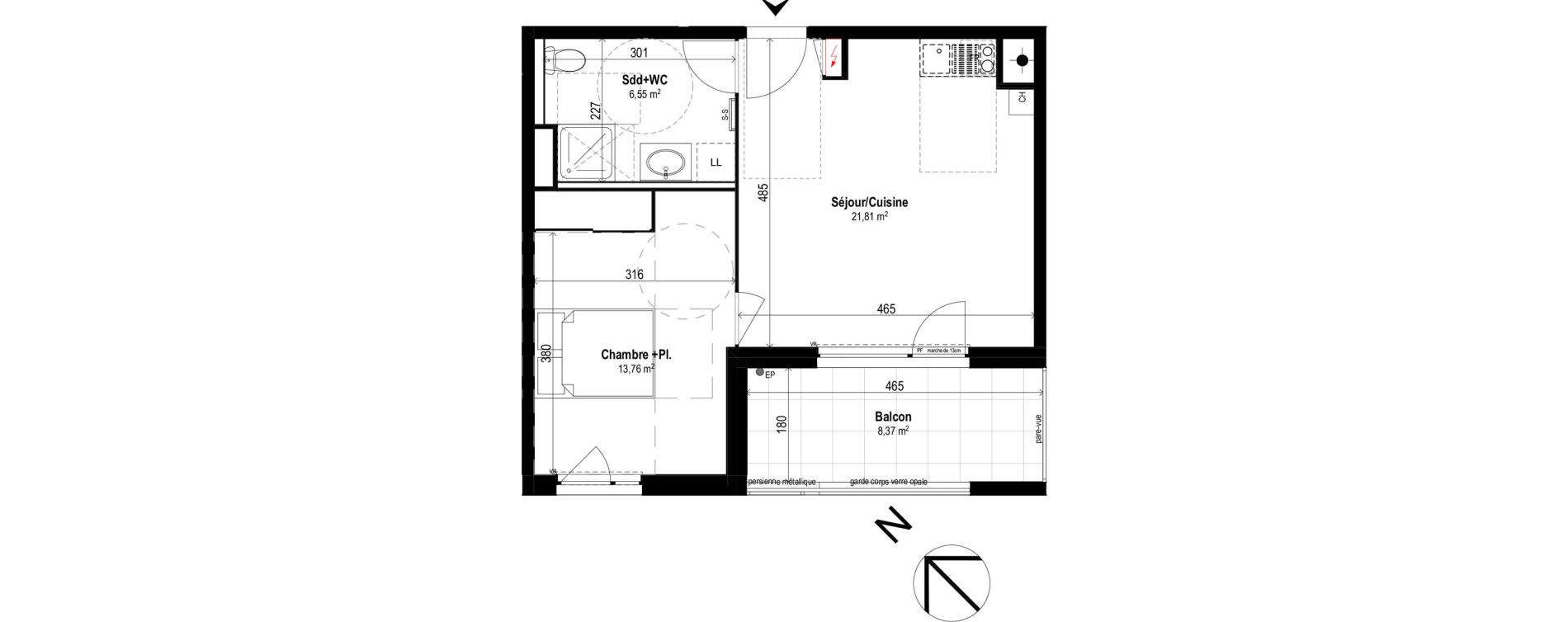 Appartement T2 de 42,12 m2 &agrave; Brignais Centre