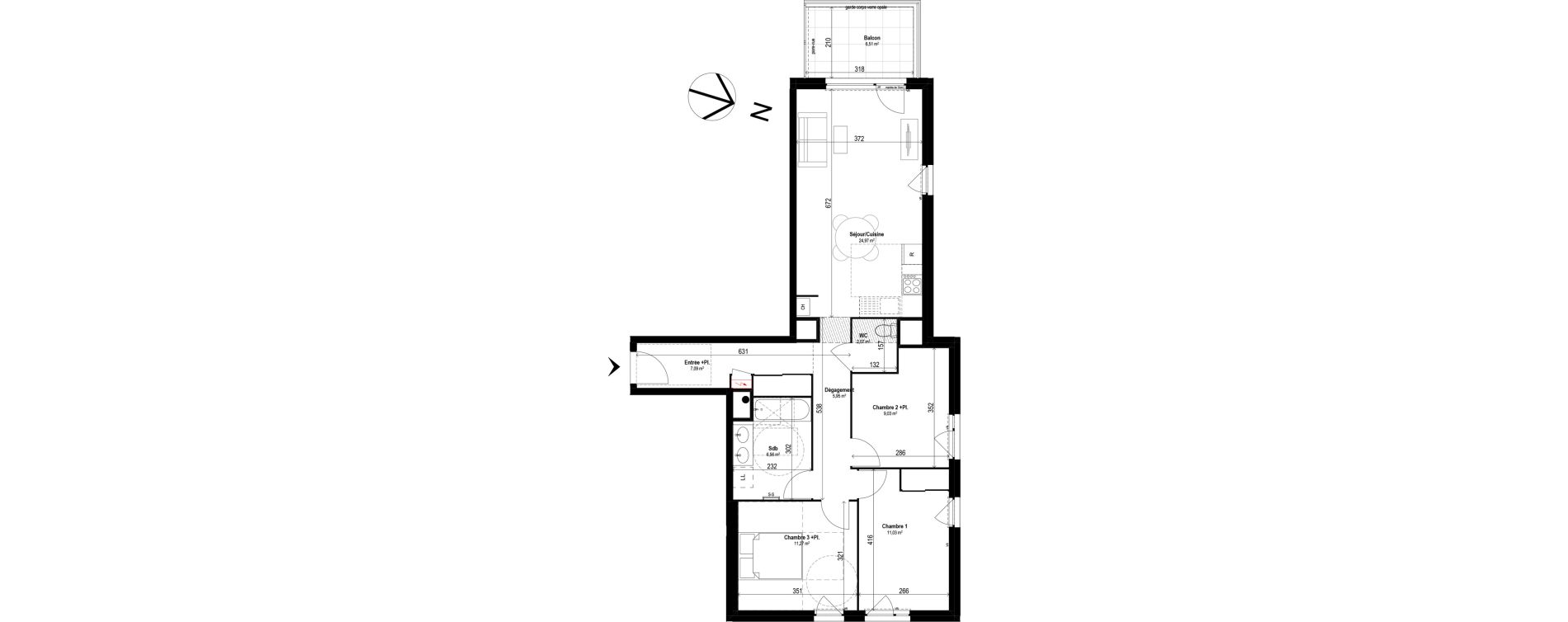 Appartement T4 de 77,97 m2 &agrave; Brignais Centre