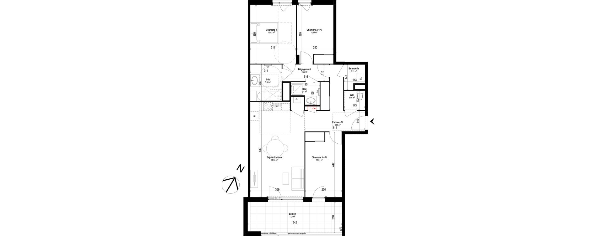 Appartement T4 de 82,66 m2 &agrave; Brignais Centre
