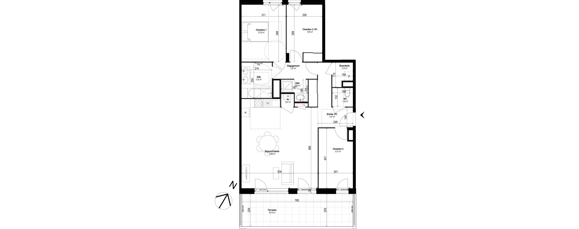 Appartement T4 de 87,67 m2 &agrave; Brignais Centre