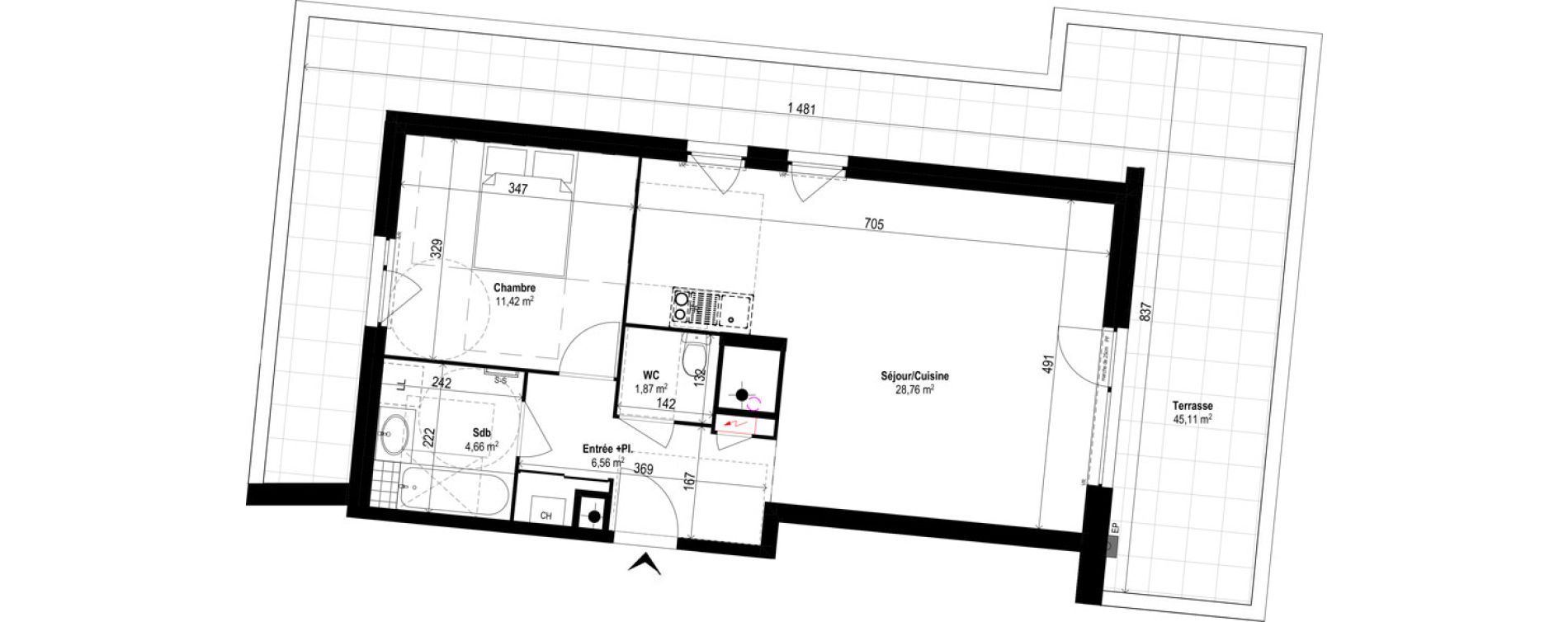 Appartement T2 de 53,27 m2 &agrave; Brignais Centre