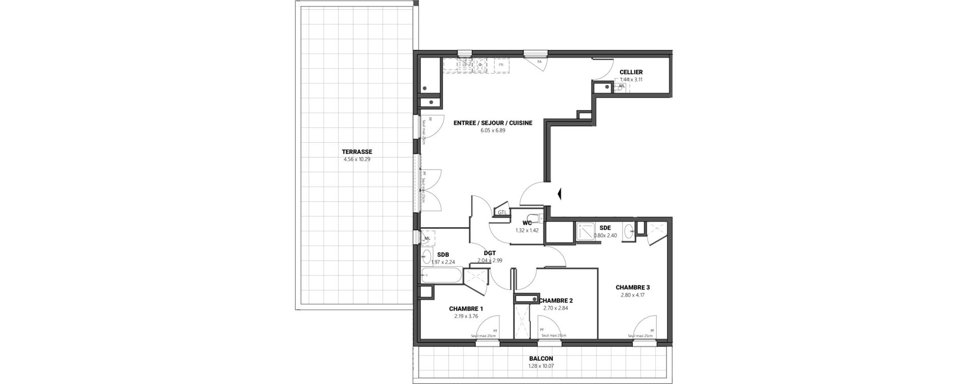 Appartement T4 de 83,89 m2 &agrave; Brindas Centre