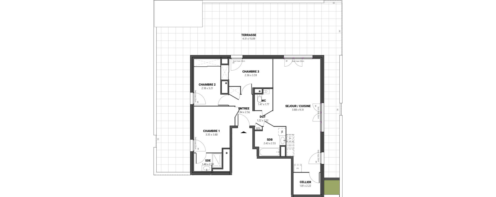 Appartement T4 de 83,12 m2 &agrave; Brindas Centre