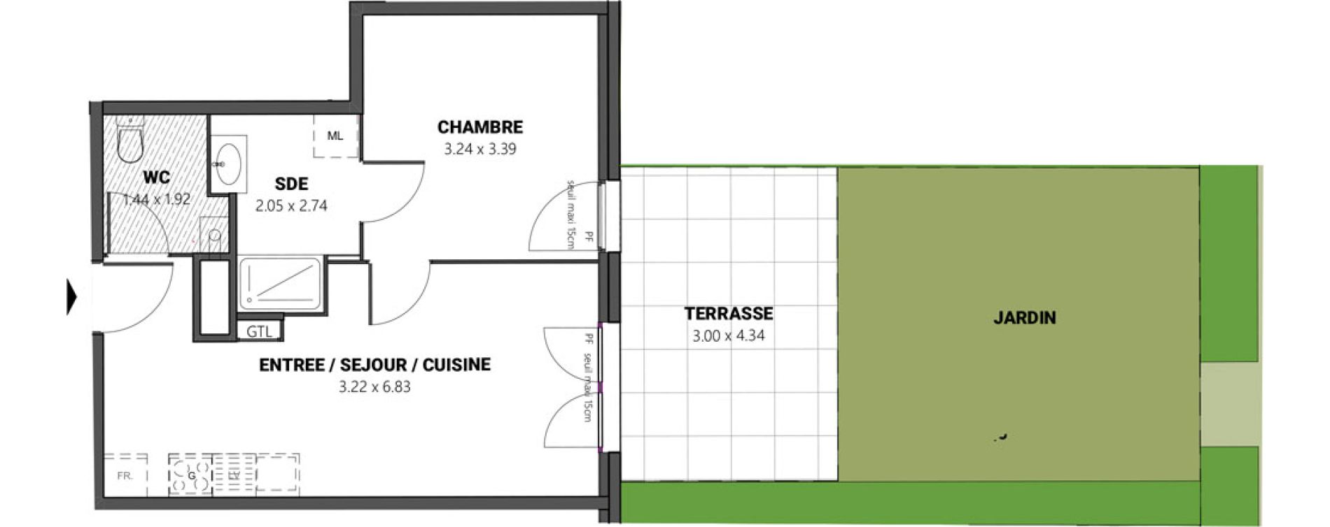 Appartement T2 de 38,99 m2 &agrave; Brindas Centre